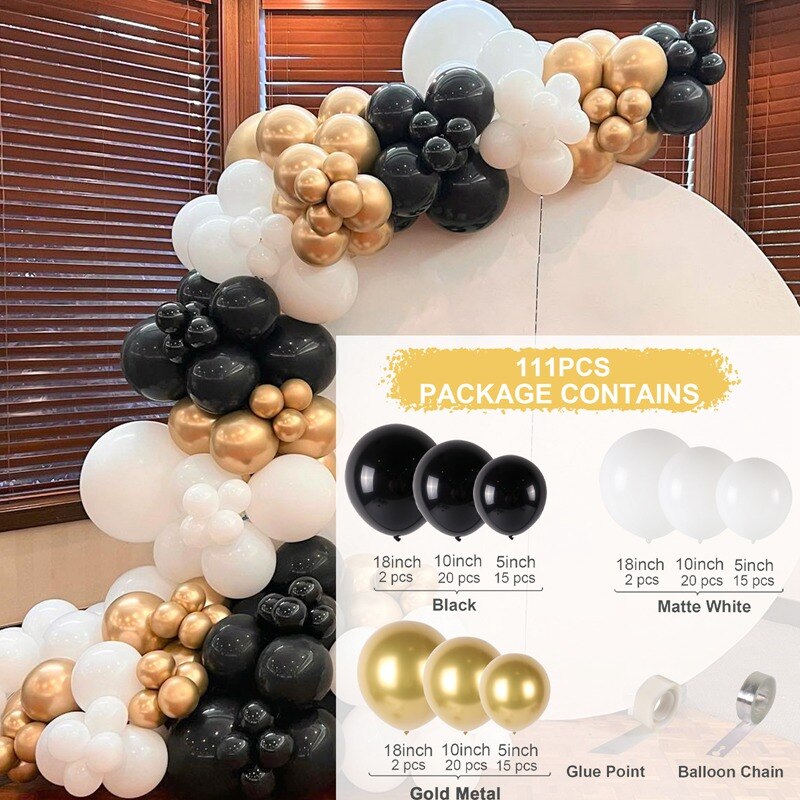 Black Gold Balloon Garland Arch Happy Birthday Party Decoration Kids Graduation Latex Baloon Wedding Decor Inflatable Decorations