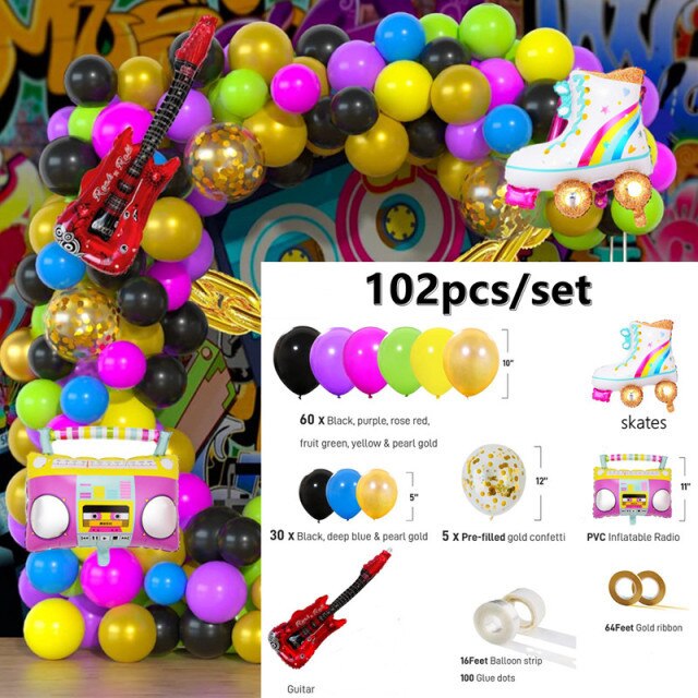 Back Theme Balloon Garland Arch Kit Backdrop Decoration Disco Radio Foil Ballon Retro Carnival Party Supplies Inflatable Decorations