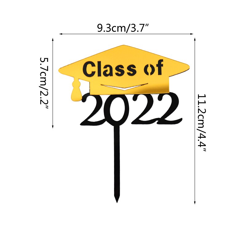 Class Cake Topper Congrats Grad Gold Black Acrylic Cupcake Toppers Graduations College Celebration Party Decorations 