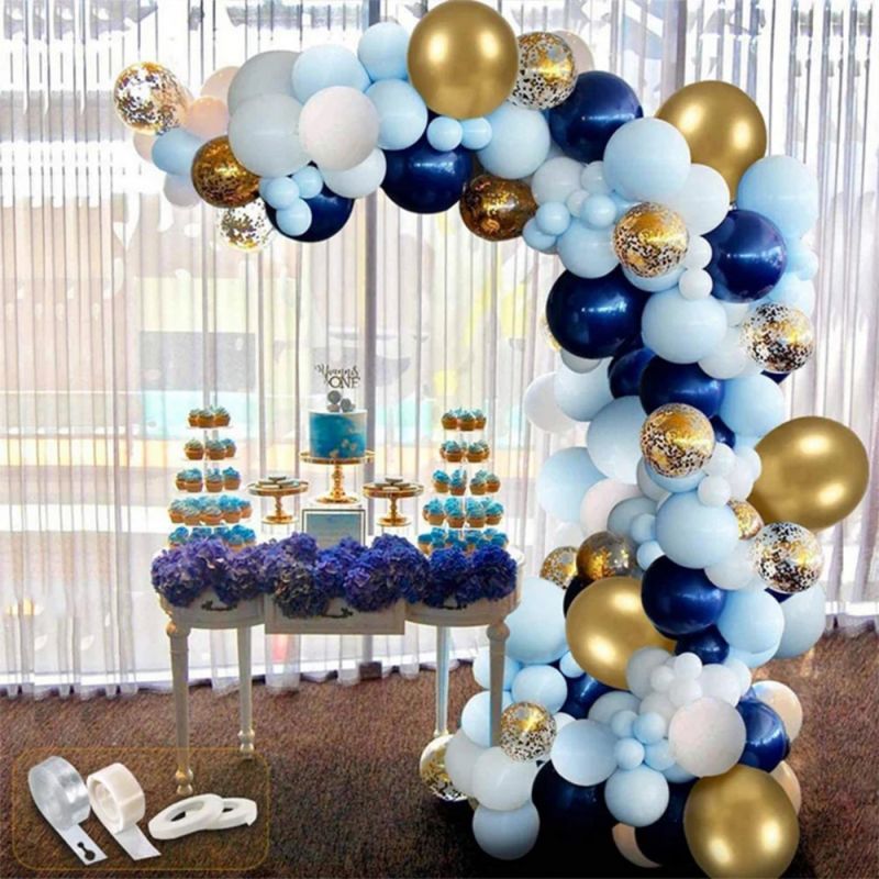 pcs Macaron Blue Balloons Garland Arch Kit Chrome Gold Globos Wedding Birthday Party Festive Decor Baby Shower Gender Reveal Inflatable Decorations