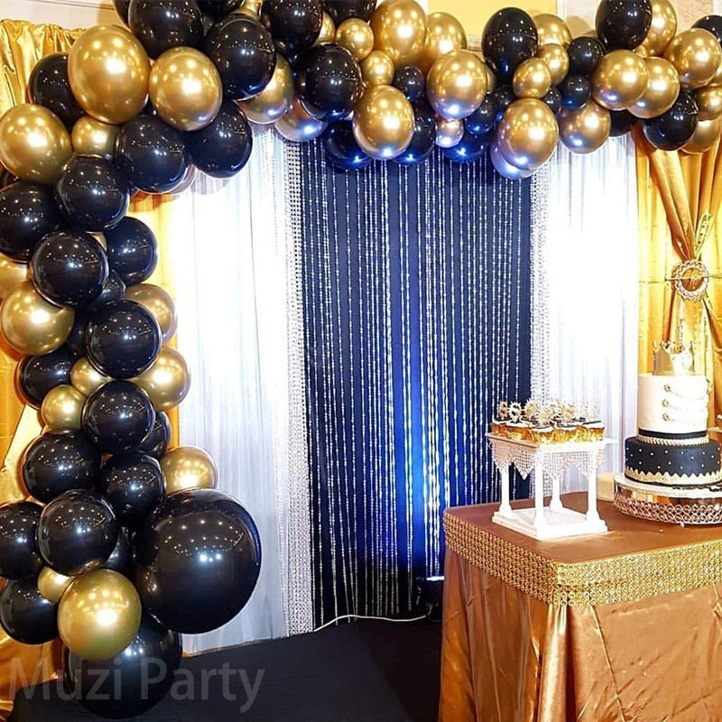 123pcs Black Golden Balloon Garland Kit Gold Confetti Latex Ballon  30th 40th 50th Happy Birthday Baby Shower Party Decoration PartyDecorHQ