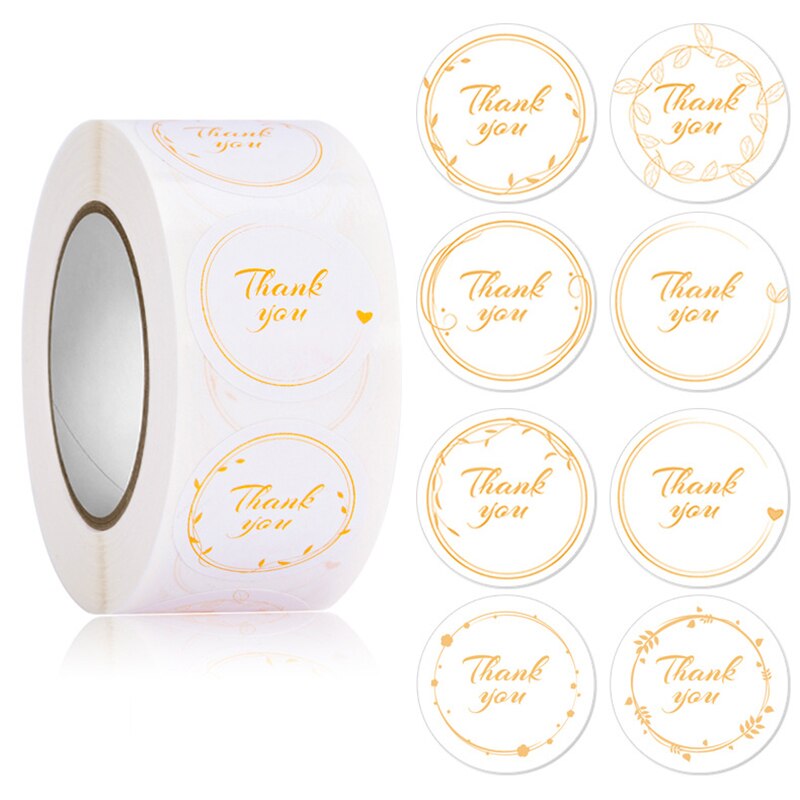 pcs Thank Stickers Kraft Paper Self-adhesive Sealing Wedding Birthday Party Gifts Bag Packaging Supplies 