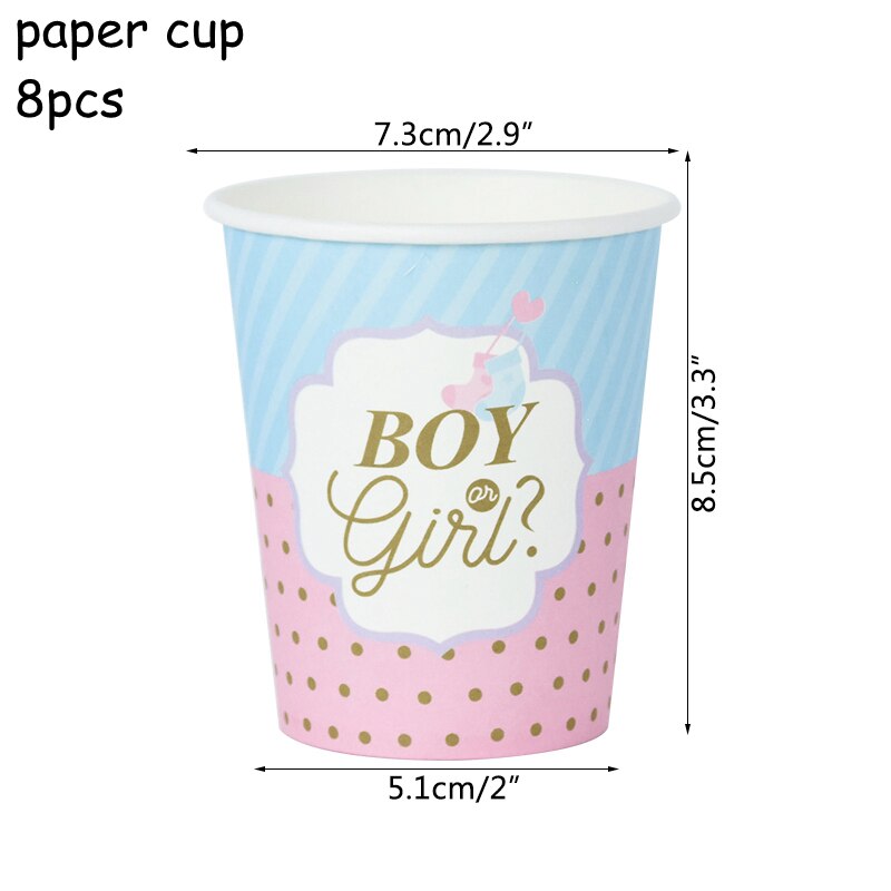 Gender Reveal Disposable Tableware Pink Blue Boy Girl Paper Plates Cups Napkins Baby Shower Party Table Decoration Supplies 