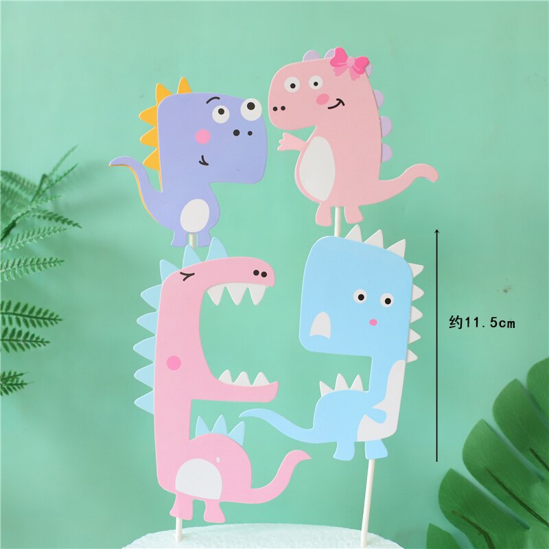 Dinosaur Theme Cake Topper Lovely Cartoon Zoo Dino Jungle Decoration Soft pottery Baby Shower Birthday Party Supplies 