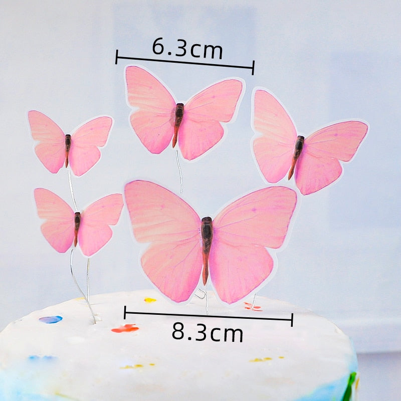 Happy Birthday Butterfly Theme Cake ToppersHandmade Painted Wedding Party Decoration Baking Supplies Gift 