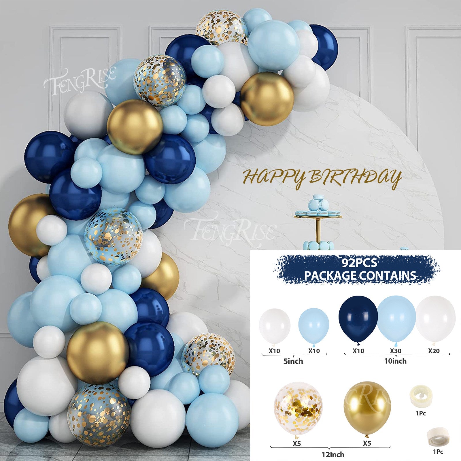 Blue Macaron Balloon Garland Arch Kit Birthday Party Decor Foil Latex Ballon Wedding Baby Shower Kids Baloon Inflatable Decorations