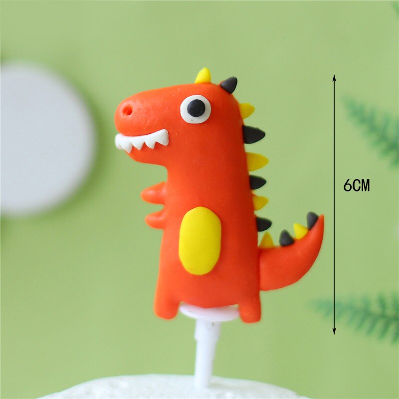 Dinosaur Theme Cake Topper Lovely Cartoon Zoo Dino Jungle Decoration Soft pottery Baby Shower Birthday Party Supplies 