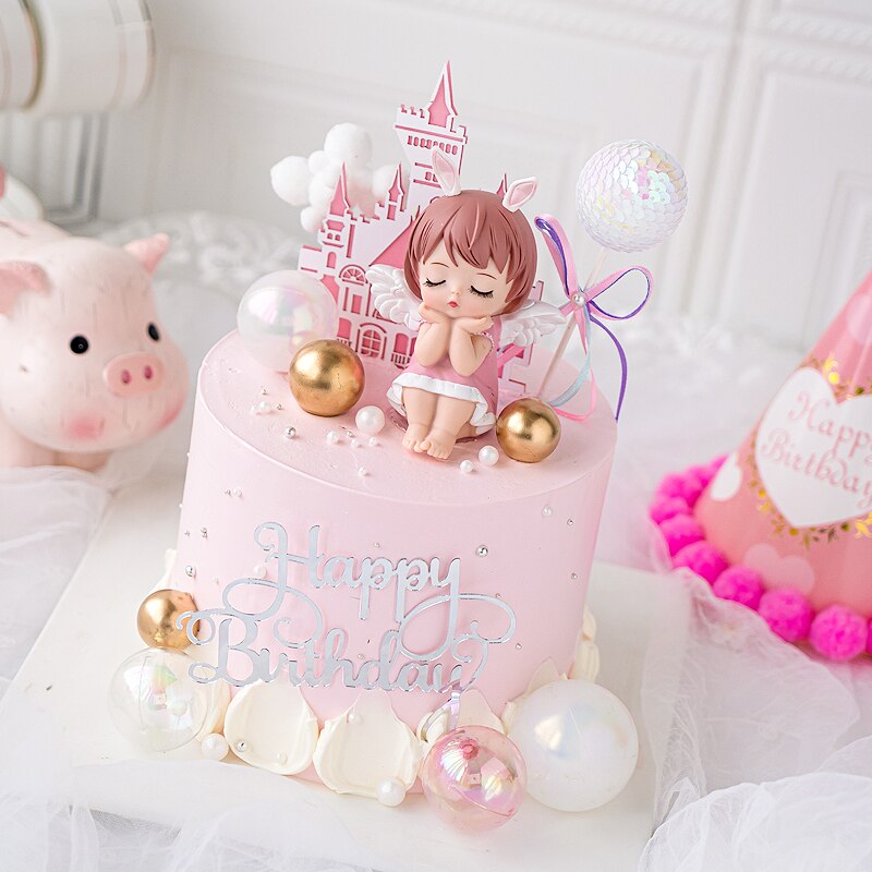 Baked Cake Decoration Annie Angel Baby Cute Girl Children's Happy Birthday Party Topper Princess Anniversary 