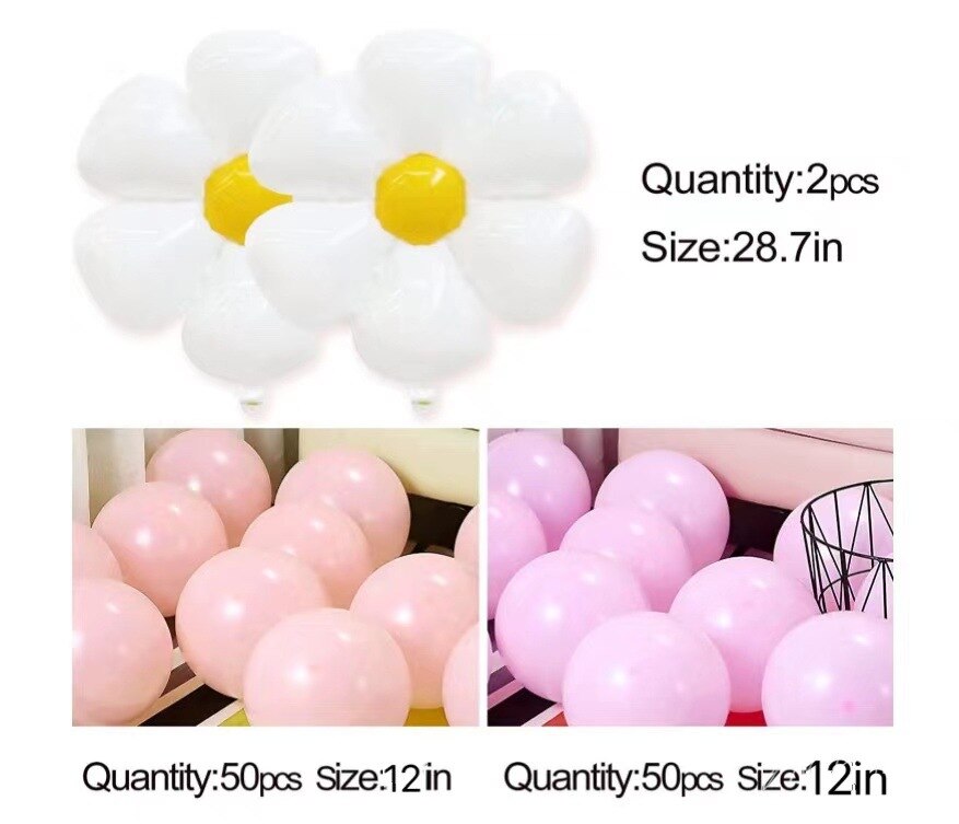 Daisy Party Decorations Balloon Set Macaron Pink Flower Baby Shower Wedding Birthday Ceremony Supplies 