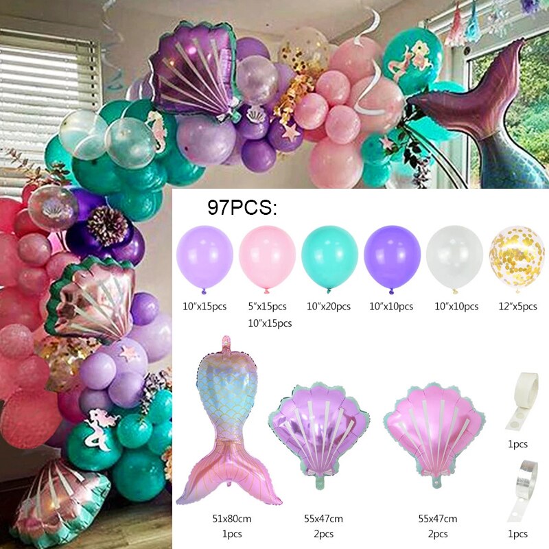 Purple Balloons Garland Arch Kit Light Purple White Gold Confetti Ballons Arch Chain For Girls Birthday Wedding Party Decor PartyDecorHQ