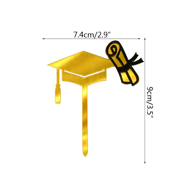 3pcs Happy Graduation Acrylic Cake Toppers Gold Black Congrats Grad Cake Topper for Class of 2022 College Celebrate Party Decor PartyDecorHQ