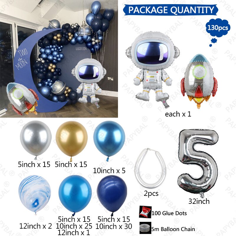 pcs Universe Outer Space Astronaut Rocket Galaxy Theme Latex Foil Balloons Garland Arch Kit Boy Birthday Party Decors Globos Inflatable Decorations