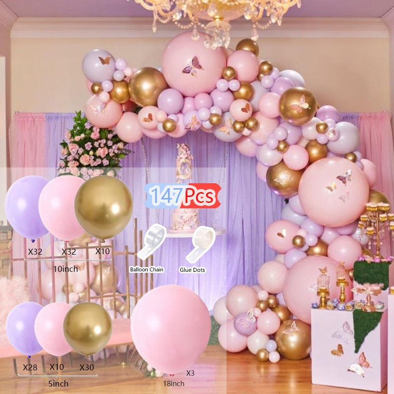 Balloon Arch Set Pink Blue White Confetti Garland Wedding Baby Baptism Shower Birthday Party Balloons Decoration Inflatable Decorations