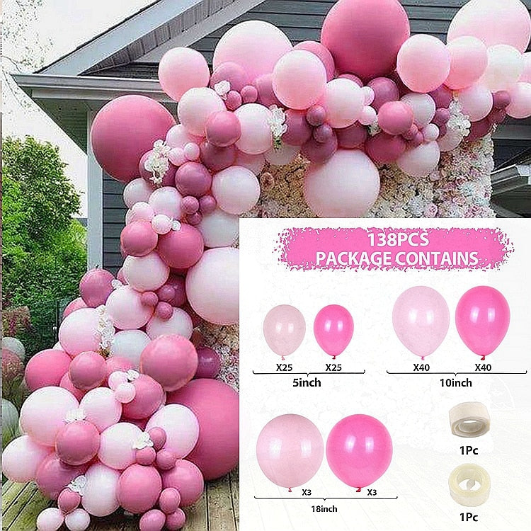 Macaron Pink Balloon Garland Arch Kit Wedding Birthday Party Decoration Kids Globos Rose Gold Confetti Latex Ballon Baby Shower Inflatable Decorations