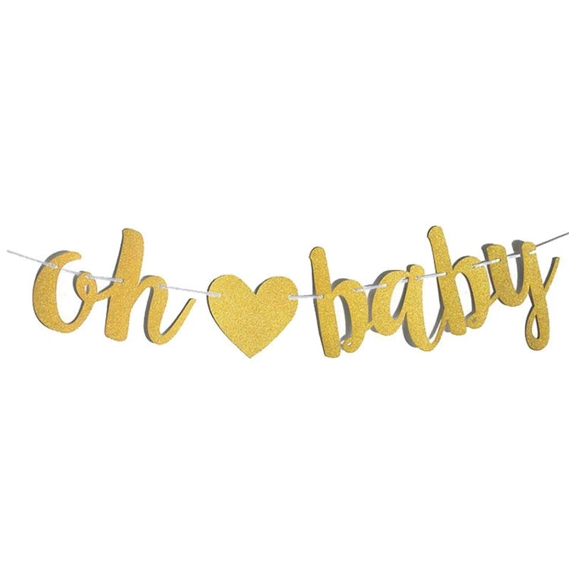 Gold Oh Baby Disposable Tableware Paper Plates Cups Napkin Shower Gender Reveal Party Decoration Supplies 