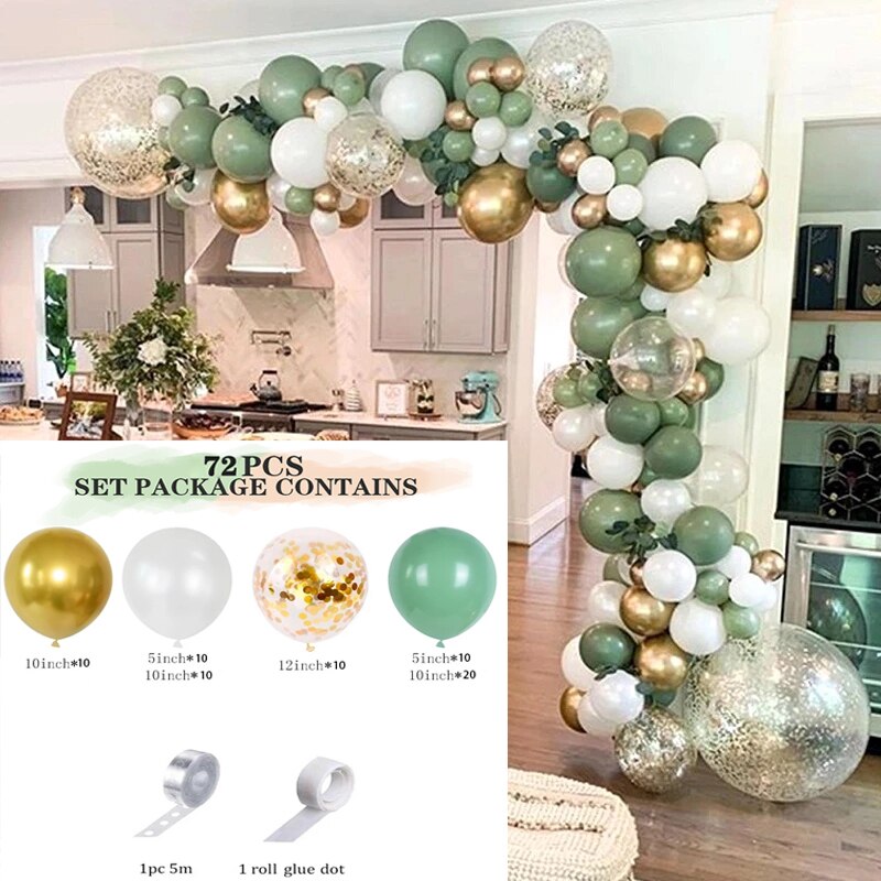 PCS Retro Bean Green Balloon Garland Arch Kit Sand White Latex Balloons Baby Shower Wedding Birthday Party Decoration Inflatable Decorations