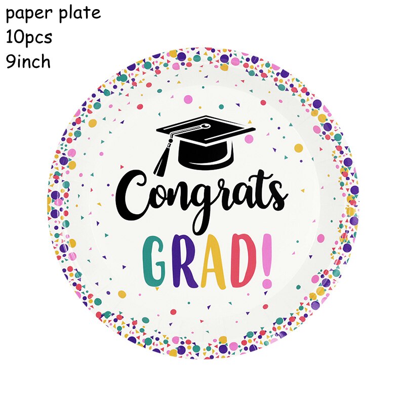 Graduation Party Disposable Tableware Congrats Grad Paper Plate Cup Napkin Set Class Supplies 