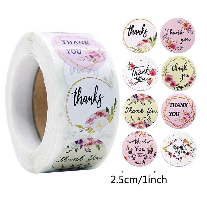 pcs/roll Thank Sticker cm Love Design Diary Scrapbook Stickers Wedding Birthday Party Gift Packaging Seal Labels Decor 