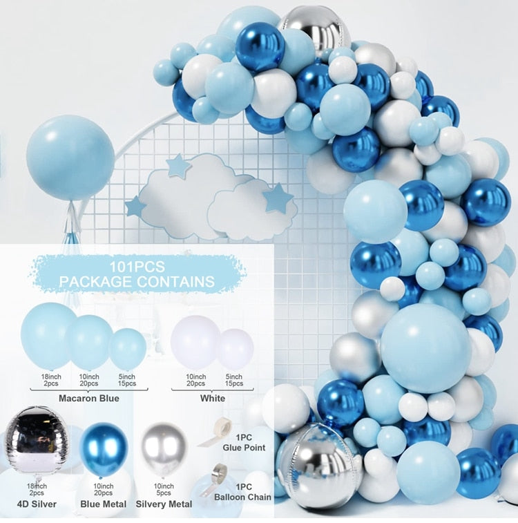 Blue Macaron Balloon Garland Arch Kit Birthday Party Decor Foil Latex Ballon Wedding Baby Shower Kids Baloon Inflatable Decorations