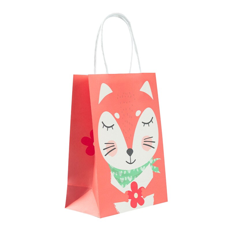 pcs Cartoon Animals Paper Tote Bag Lion Tiger Dinosaur Gifts Packing Shopping Bags Kids Birthday Anniversary Baby Shower Decor 