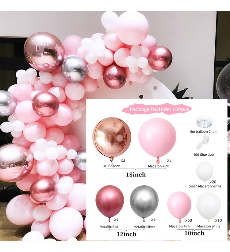 Purple Balloon Garland Arch Kit Rose Gold Latex Wedding Birthday Party Decor Kids Baby Shower Girl Supplies Inflatable Decorations