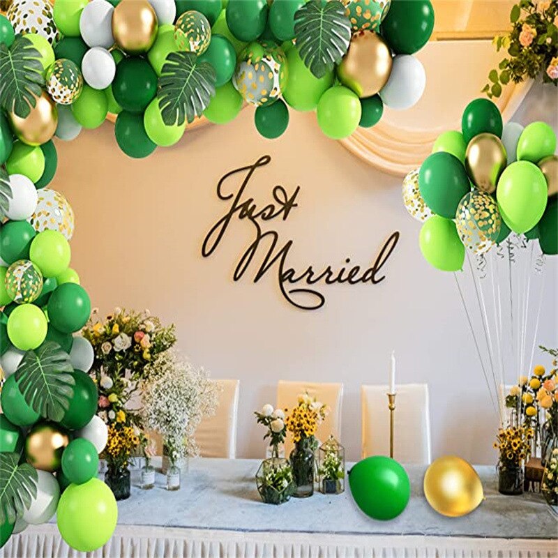 pcs Jungle Party Balloons Garland Arch Kit Green White Metallic Ballon Birthday Decoration Baby Shower Globes Inflatable Decorations