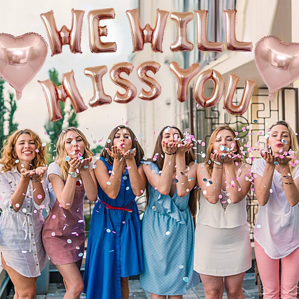 Farewell Party Decoration Rose Gold We Will Miss You Balloon Banner Heart Foil Balloons for Retirement Party Supplies PartyDecorHQ