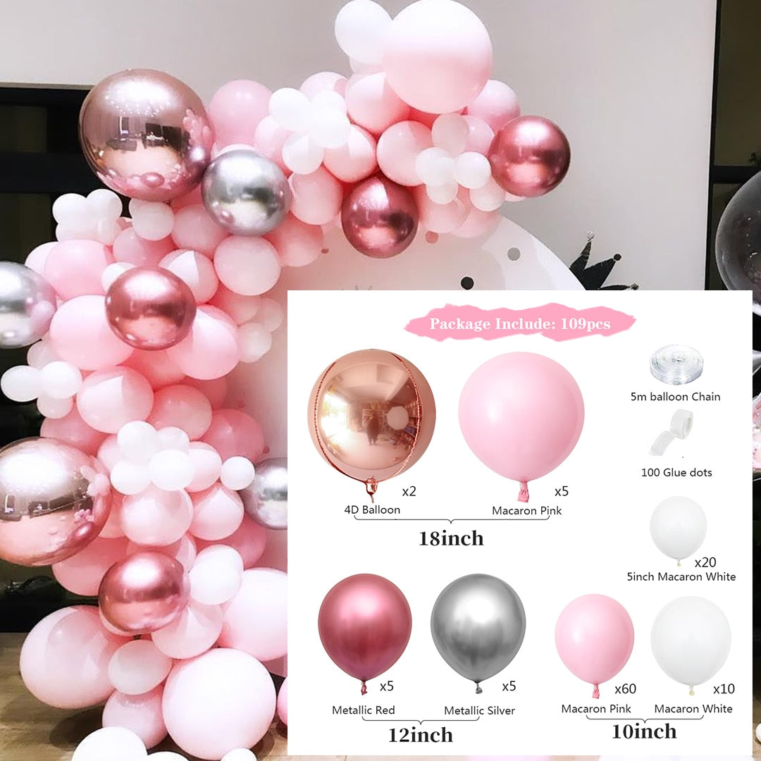 pcs Pink Macaron Metal Balloon Set Butterfly Balloons Garland Arche Birthday Party Decoration Wedding Decor Baby Shower 