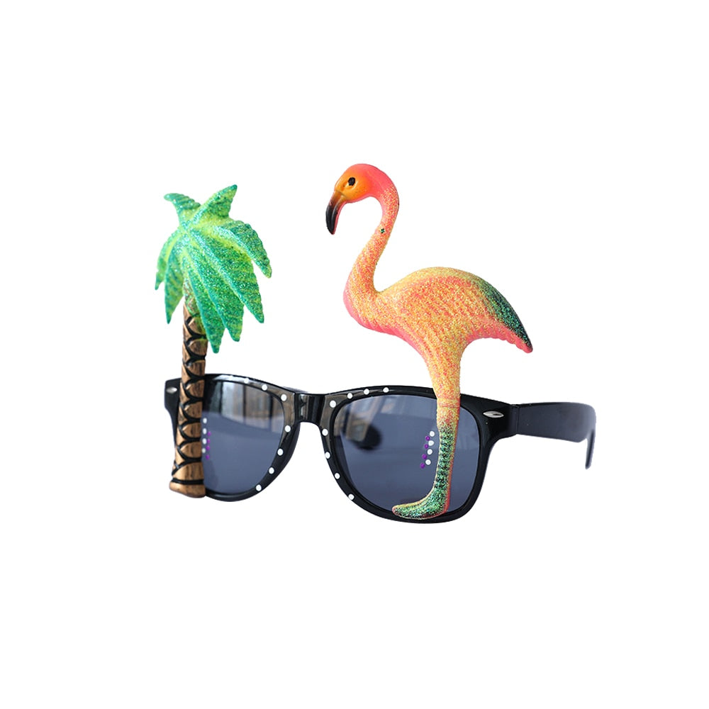 pc Hawaii Tropical Party Sunglasses Flamingo Hawaiian Luau Pool Beach Decoration Supplies Funny Shark Glasses Photo Props 