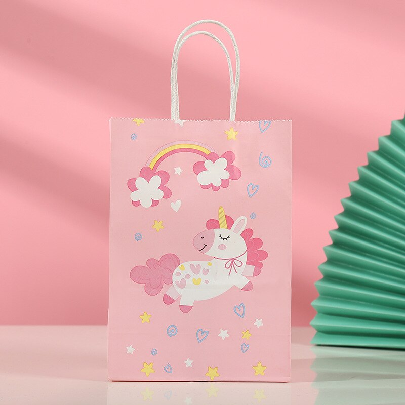 pcs Unicorn Mermaid Tote Bags Kraft Paper Bag Kids Birthday Decoration Baby Shower Wedding Party Guests Gifts Packaging 