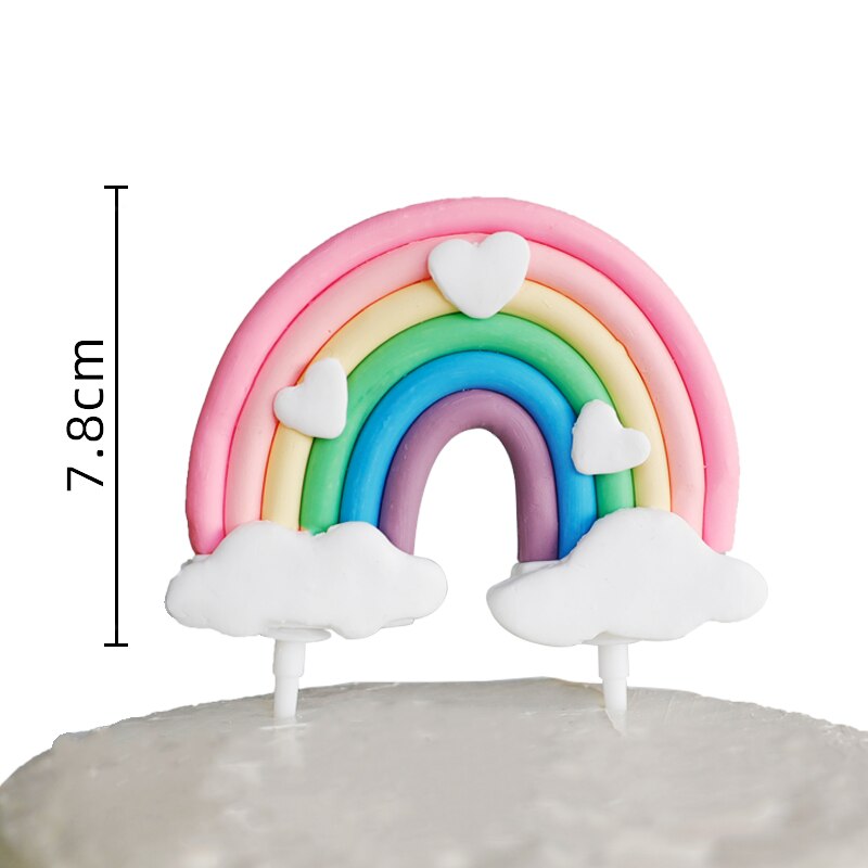 Girls Happy Birthday Baked Cake Decorated Rainbow Castle Girl Card Plug-in Pink Princess Doll Pendant Topper 