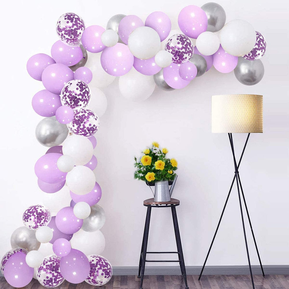 100pcs Macaron Purple White Balloons Garland Arch Kit for Wedding Birthday Party Decoration Baby Shower Anniversary Supplies PartyDecorHQ