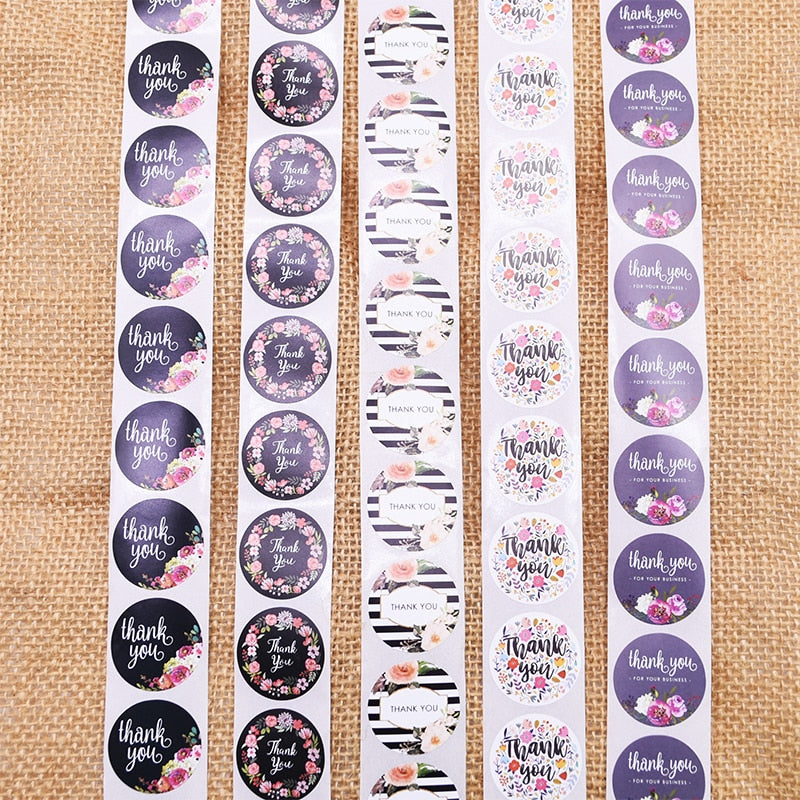 pcs/roll Thank Sticker cm Love Design Diary Scrapbook Stickers Wedding Birthday Party Gift Packaging Seal Labels Decor 