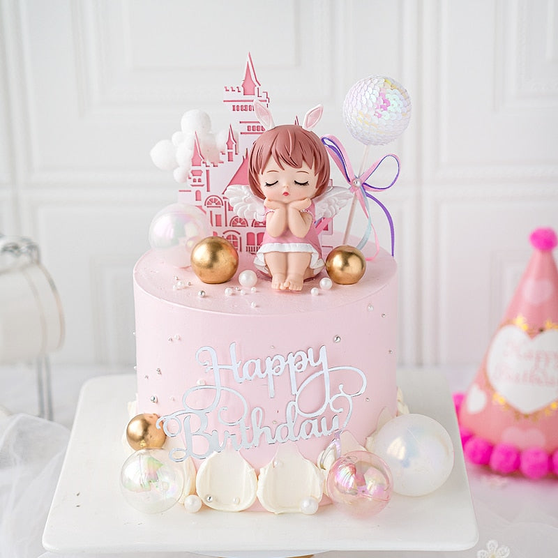 Baked Cake Decoration Annie Angel Baby Cute Girl Children's Happy Birthday Party Topper Princess Anniversary 