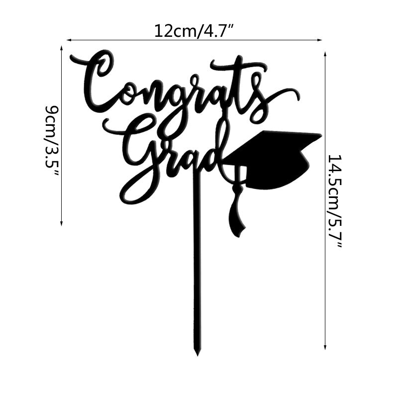 Class Cake Topper Congrats Grad Gold Black Acrylic Cupcake Toppers Graduations College Celebration Party Decorations 