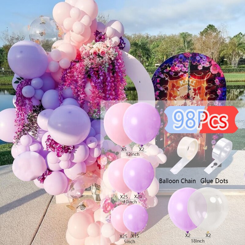 Pcs Balloons Arch Set Pink Purple Transparent Balloon Garland Wedding Birthday Party Baby Baptism Shower Decoration Inflatable Decorations