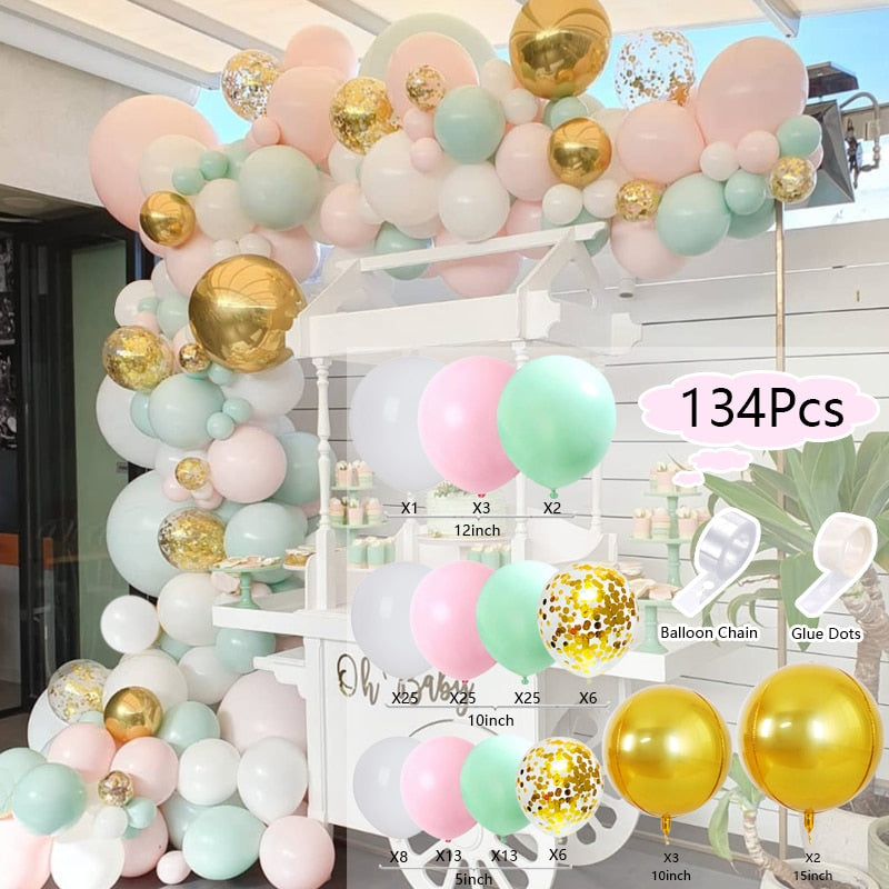 Balloon Arch Set Pink Blue White Confetti Garland Wedding Baby Baptism Shower Birthday Party Balloons Decoration Inflatable Decorations