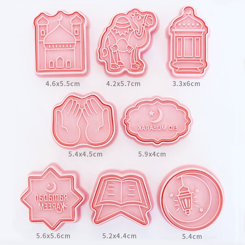 8/6pcs Eid Mubarak Biscuit Mold Cookie Cutter Set DIY Cake Baking Tools Islamic Muslim Party Ramadan Kareem Decoration Supplies PartyDecorHQ