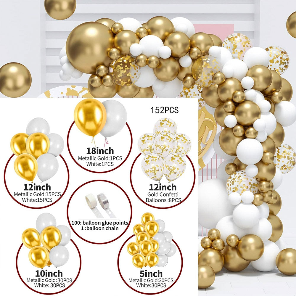 PCS White Gold Balloon Garland Kit Arch Metallic Balloons Prom Bridal Shower Birthday Party Graduation Decorations Inflatable