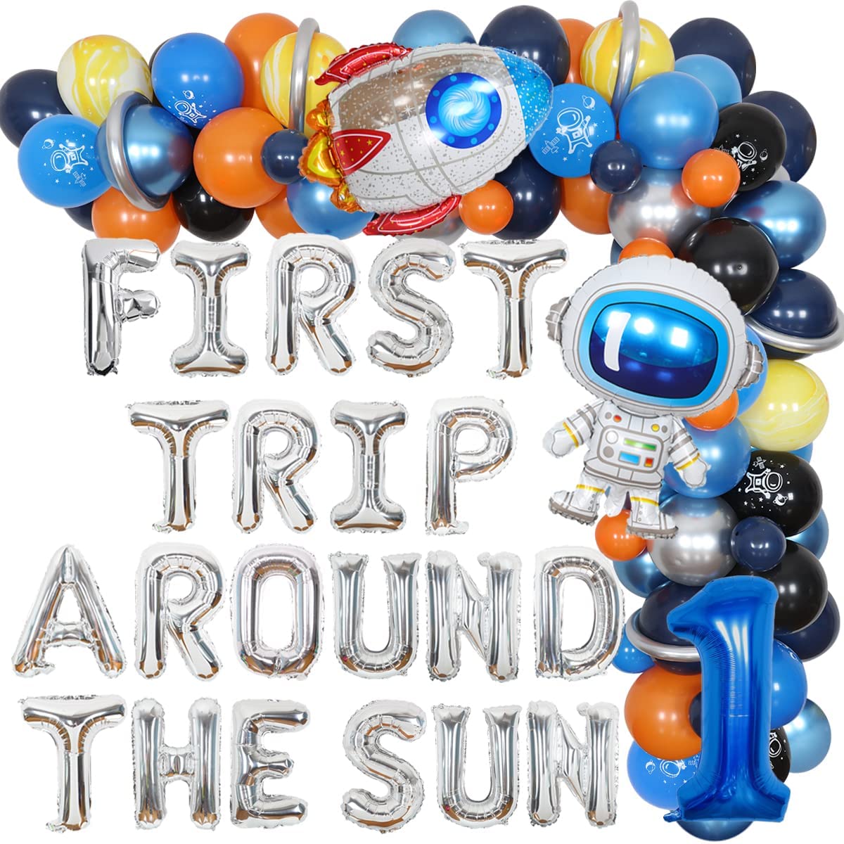 First Trip Around Sun Astronaut Rocket Foil Balloon Garland Kit Space Theme st Birthday Party Decorations Inflatable