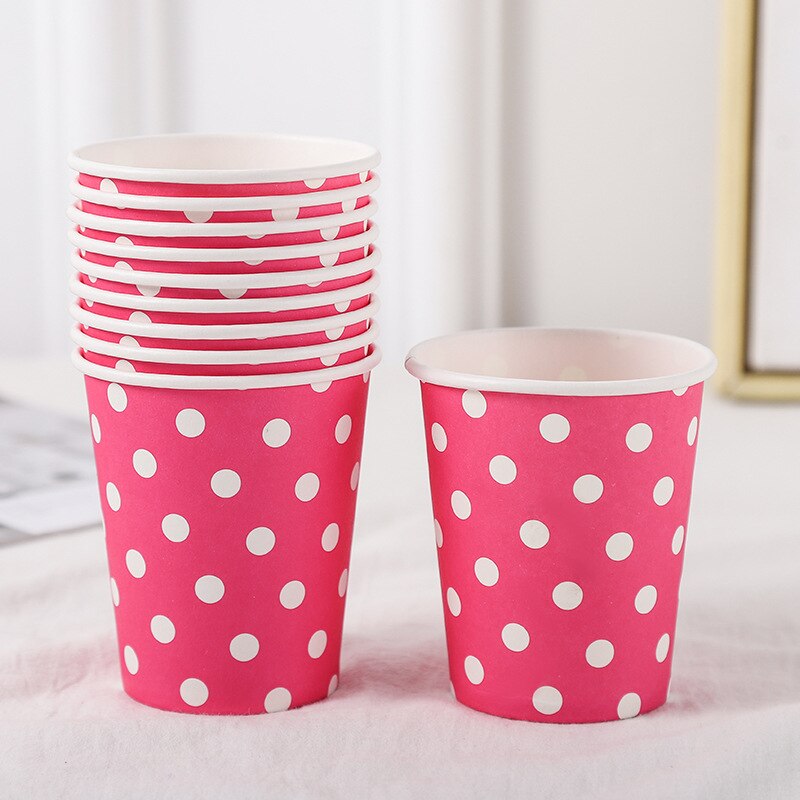 pcs Disposable Dot Pattern Paper Cup Pink Black White Drinks Wine Cups Wedding Birthday Party Decoration Baby Shower Supplies 