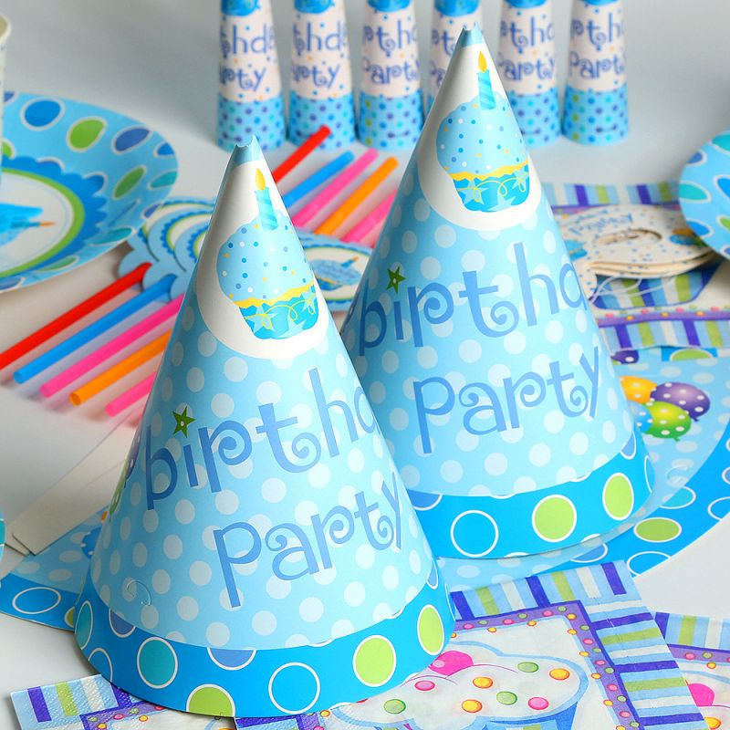 Birthday Party Disposable Tableware Kit Blue Paper Plate Napkin Cups Boy Anniversary Decoration Baby Shower Gifts 