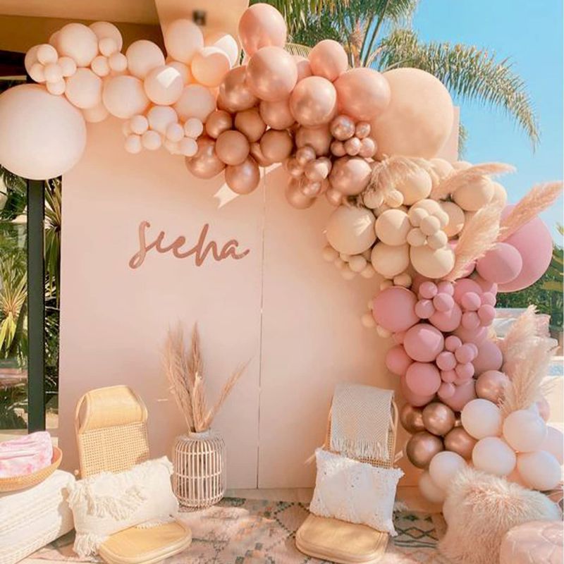 pcs Retro Pink Balloons Arch Garland Kit White Apricot Rose Gold Ballon Baby Shower Wedding Birthday Party Decor New Inflatable Decorations