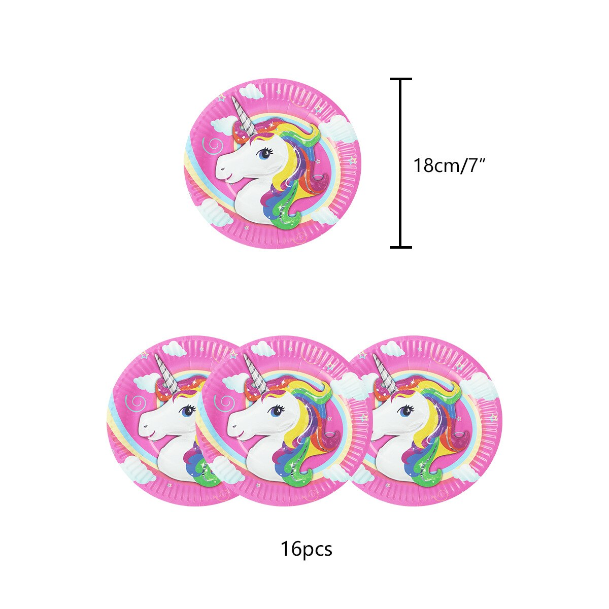 Unicorn Party Supplies Set Paper Plate Straws Birthday Hat Cup Tablecloth Decorations 