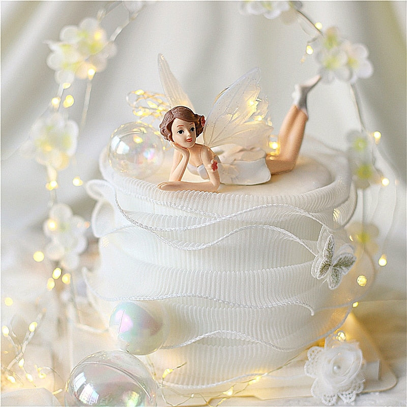 Elves Flower Fairy Cake Toppers Wedding Dessert Decoration Valentine's Day Party Lovely Girl Princess Happy Birthday Gifts 