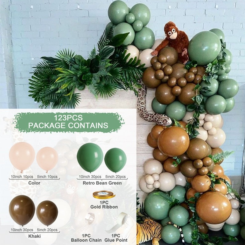 Macaron Green Balloon Garland Arch Kit Wedding Ballon Birthday Party Decor Kids Jungle Safari Theme Baby Shower Inflatable Decorations