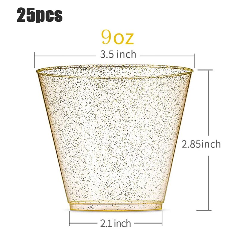 pcs Glitter Transparent Plastic Cup Gold Silver Sequins Drinks Wine Cups Wedding Birthday Party Decoration Home Festival 