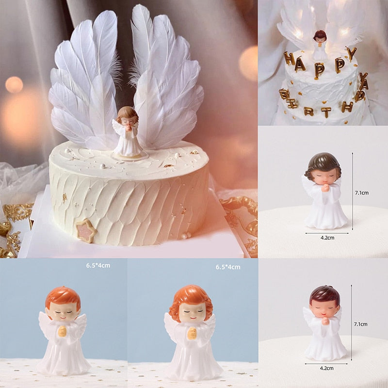 Pcs Angel Boy Girl Feather Wing Cake Dessert Topper Decoration Wedding Happy Birthday Valentine's Day Top 