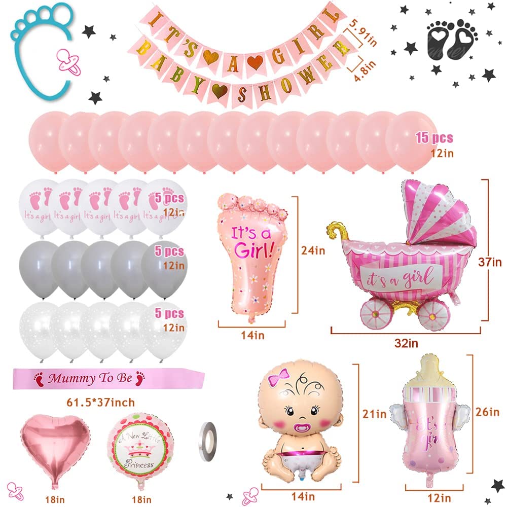 Baby Girl Gender Reveal Party Balloon Decorations Pink Arch Set Shower Mummy Sash Supplies 