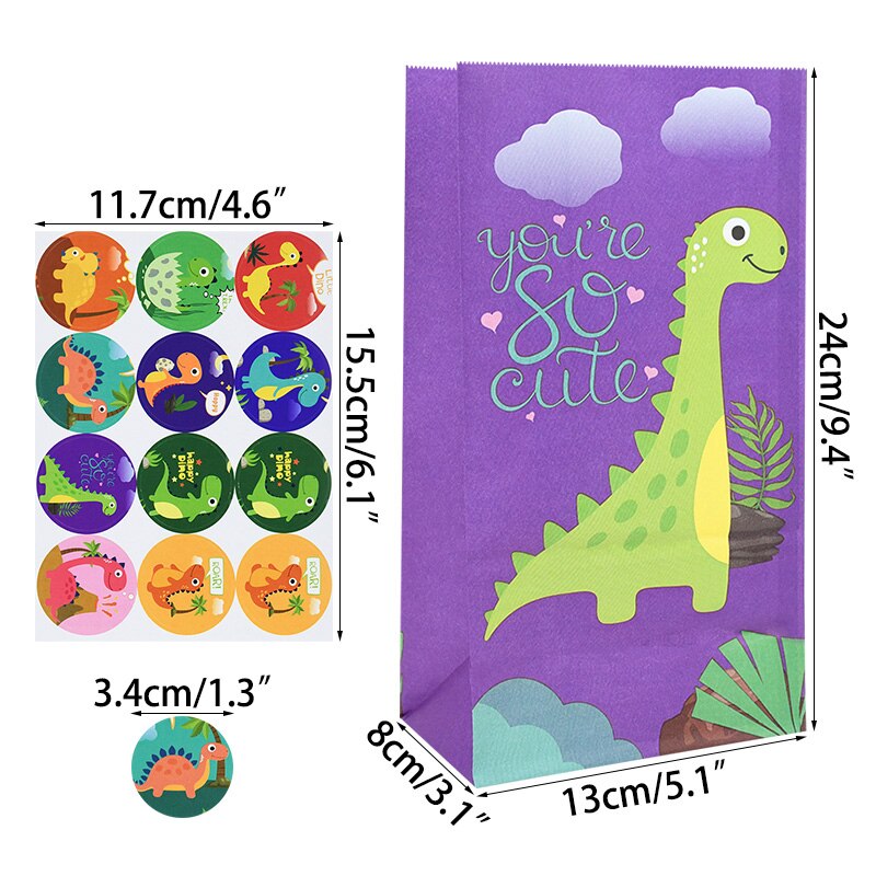 pcs Cute Dinosaur Packaging Bags Kids Birthday Party Gift Bag Paper Candy Favor Boxes Sticker Dino Decor 